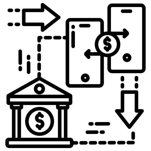 Money transfer business and finance money transfer exchange icon