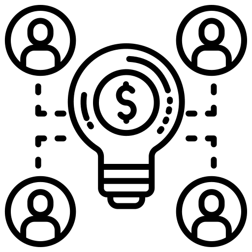 Crowdfunding solution bulb idea icon