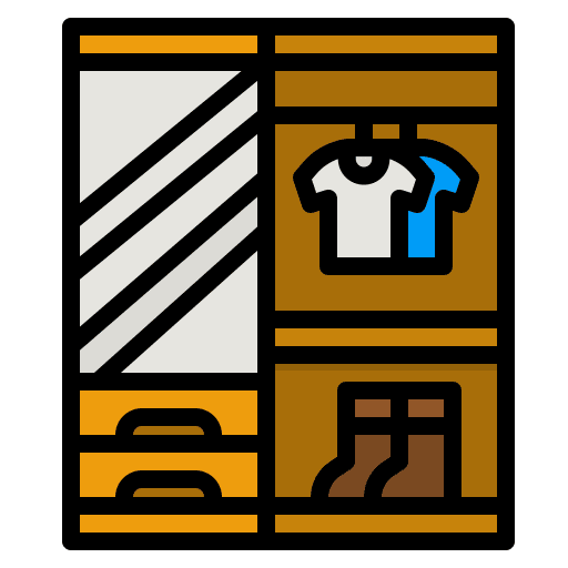 Wardrobe closet furniture and household cupboard icon