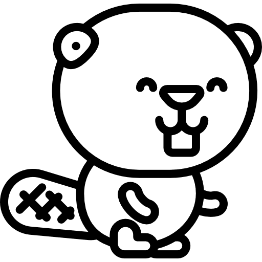 Beaver kawaii mammal zoo icon