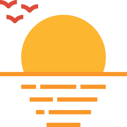 Sunset landscape sea sun icon