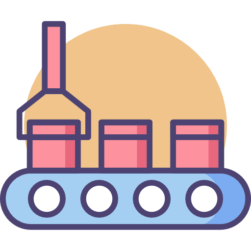 Conveyor manufacturing robotics mechanical icon