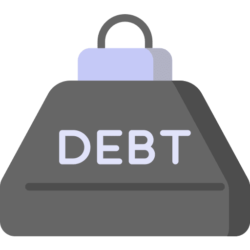 Debt business and finance debt money icon