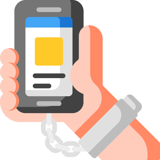 Smartphone handcuffs addict hand icon