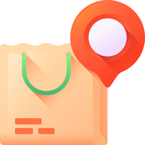 Grocery shopping bag location pin placeholder icon