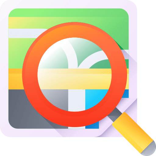 Search magnifying glass destination map icon