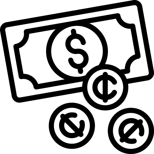 Cash business and finance food and restaurant money icon