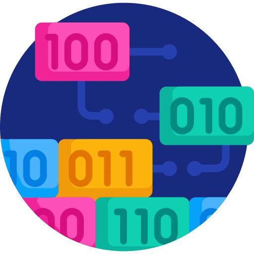 Data business and finance data binary code icon
