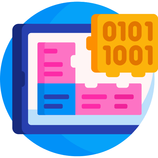 Binary code laptop coding interface icon