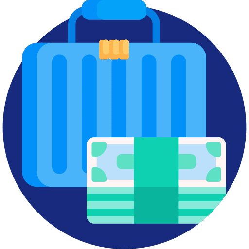 Money dollar symbol briefcase case icon