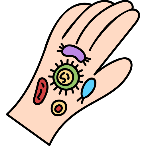 Hand hand covid 19 bacteria icon