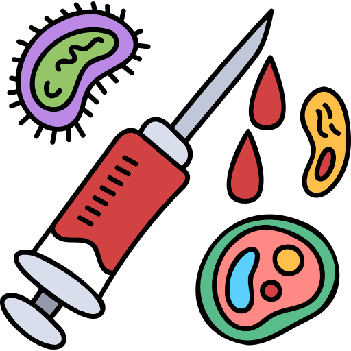 Infected syringe bacteria virus icon
