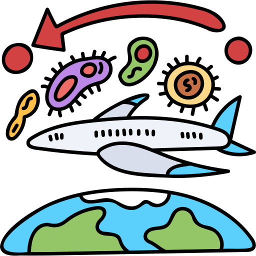 Transmission plague airplane bacteria icon