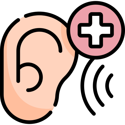 Hearing exam ear healthcare and medical hearing exam icon