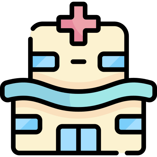 Hospital architecture and city hospital healthcare and medical icon