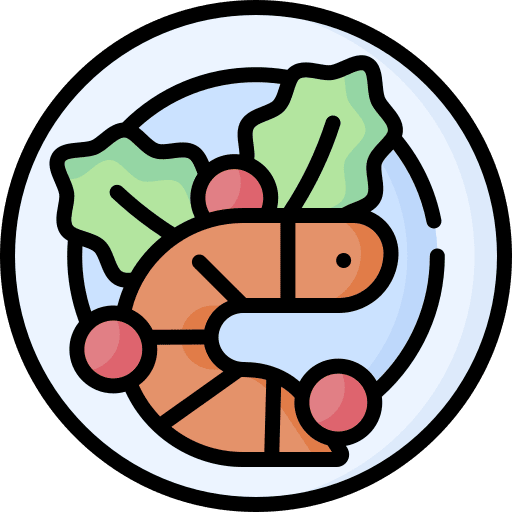 Prawn cooking food and restaurant grill icon