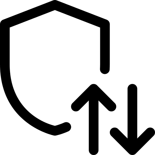Data transfer shield security protection icon