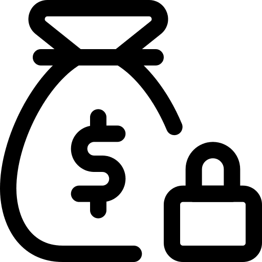 Money sack privacy security lock icon