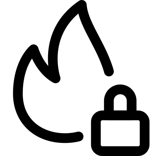 Firewall protect security system padlock icon