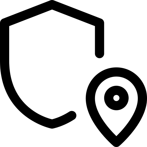 Location protection secure shield icon