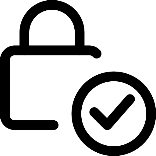 Verified security checked padlock icon