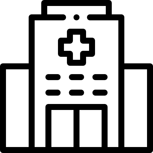 Hospital architecture and city healthcare and medical hospital icon