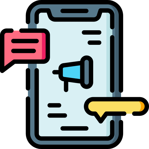 Social media marketing cellphone loudspeaker smartphone icon