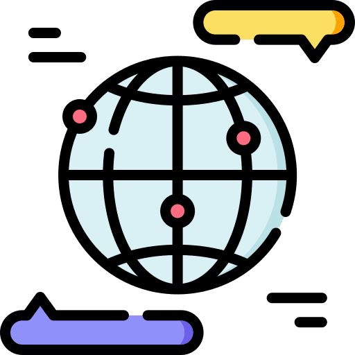 Worldwide earth grid speech bubble chat icon
