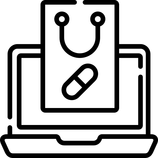 Buy online pharmacy computer drugs icon