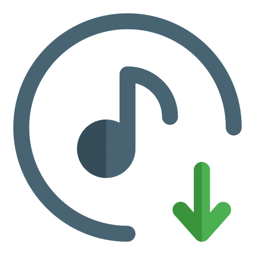 Downloading song music and multimedia down arrow icon