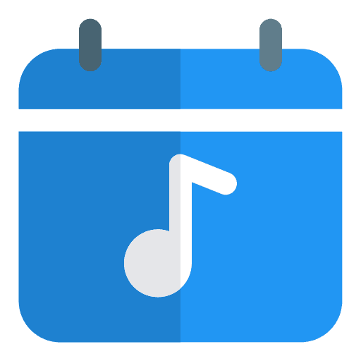 Calendar time and date concert musical note icon