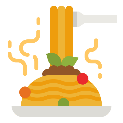 Spaghetti italian food plate dish icon