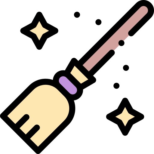 Magic broom halloween witchcraft broomstick icon