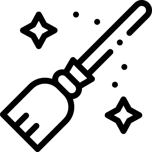 Magic broom wizard halloween broomstick icon