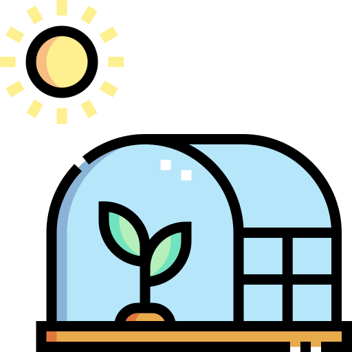 Greenhouse heat leaf botanical icon