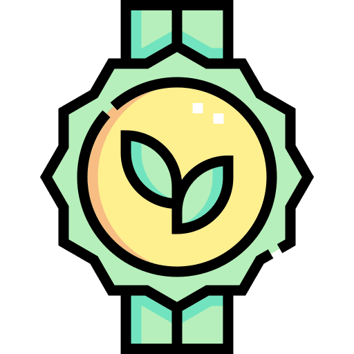 Organic leaf badge quality icon