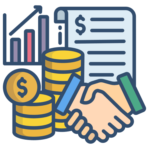 Busness shake hands deals expenses icon