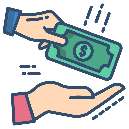 Loan giving payment method hands icon