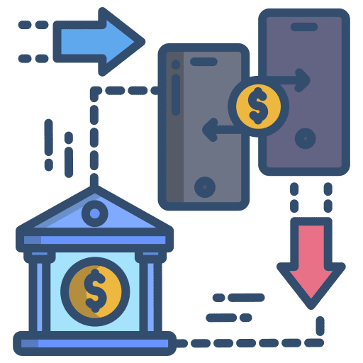 Money transfer deposit money mobile icon