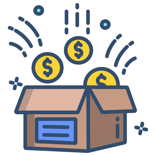 Open box charity sympathy money icon