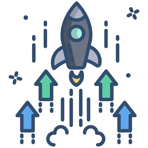 Startup business and finance universe rocket icon