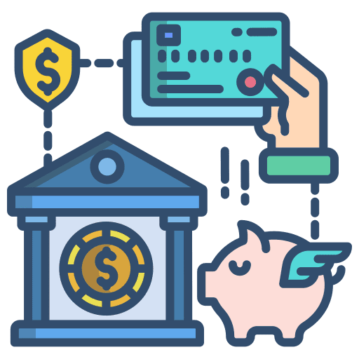 Bank funds piggy bank money icon