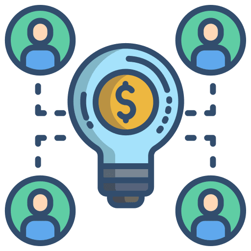 Crowdfunding bulb money businessman icon