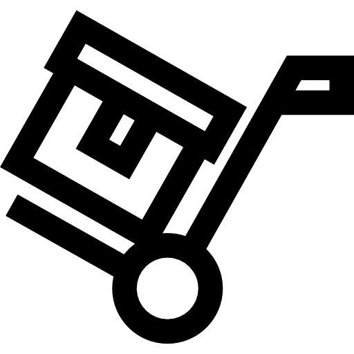 Package box on a cart for transport package box commercial icon