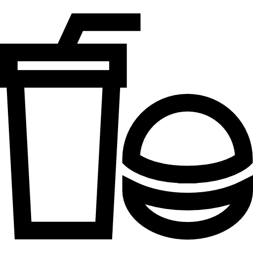 Junk food soda glass and burger outlined drink junk food icon