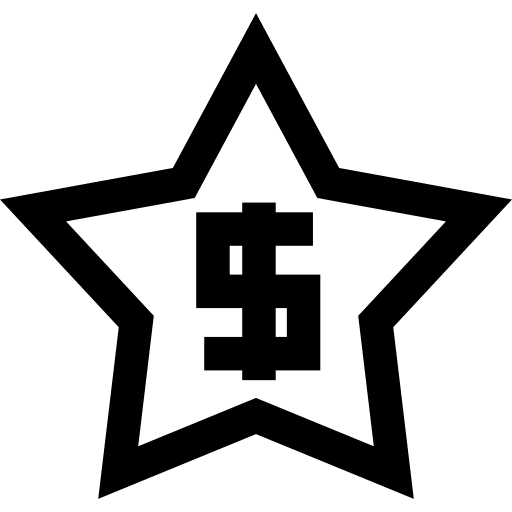 Star outline with dollar sign inside ecommerce commercial sign icon