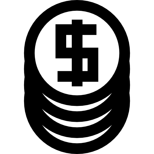 Dollars coins stack commercial coin coins icon