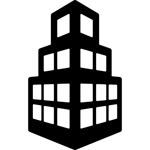 Stepped building stepped office building icon