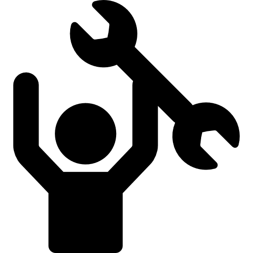 Mechanic with wrench repair tool wrench wrenches icon