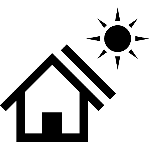 Solar panel sun real estate house icon